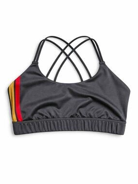 HumanKind Women’s Dark Gray Swim Top with Rainbow Accent